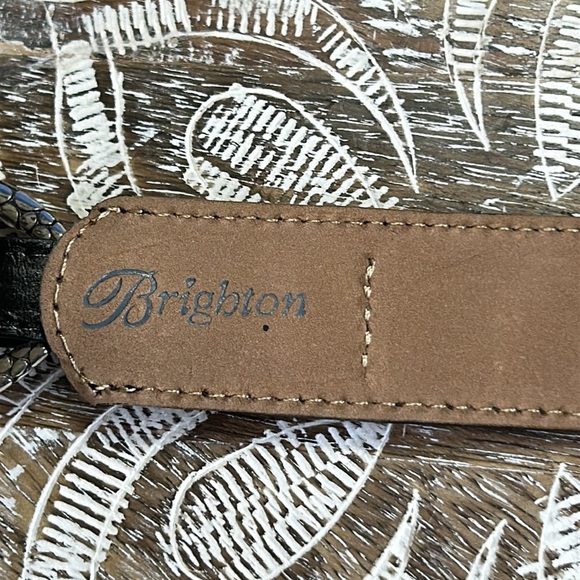 BRIGHTON WOMENS BLACK SILVER CLASP AND SILVER OVAL BUCKEL WESTERN  BELT SZ 38 - Picture 8 of 13